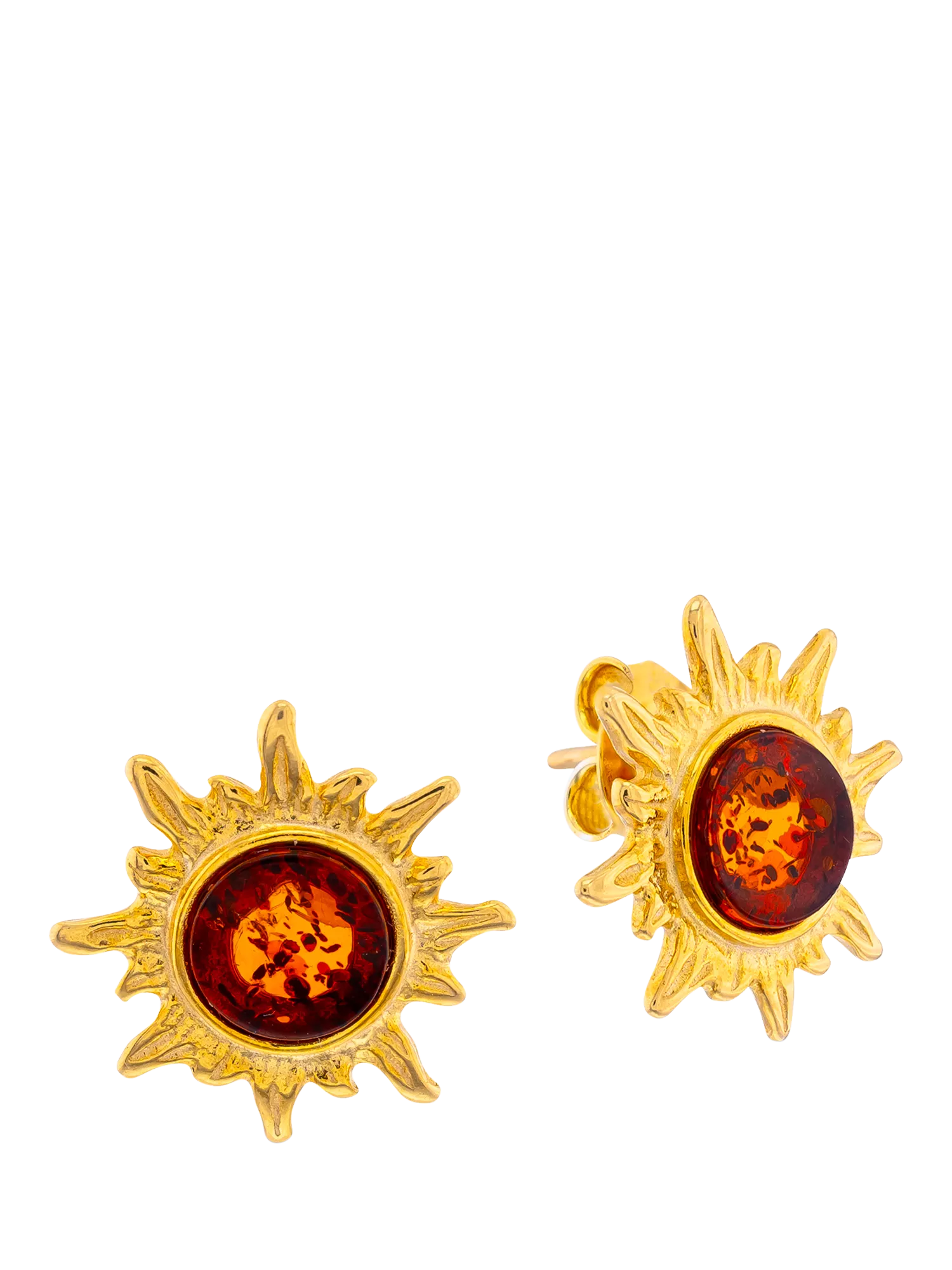 Be-Jewelled amber sun stud earrings 1.3cm, UK version