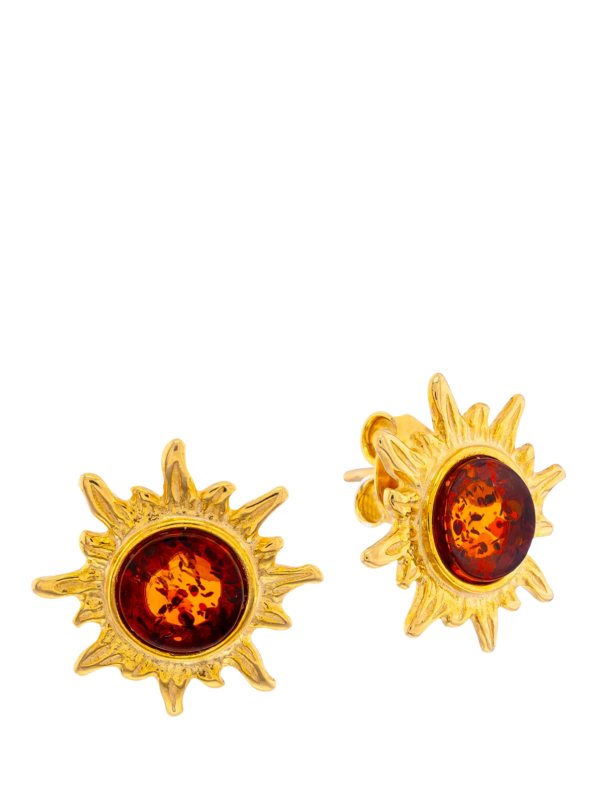 Be-Jewelled amber sun stud earrings 1.3cm, UK version