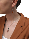 Be-Jewelled marquise cut amber drop earrings green cognac sterling silver - British product