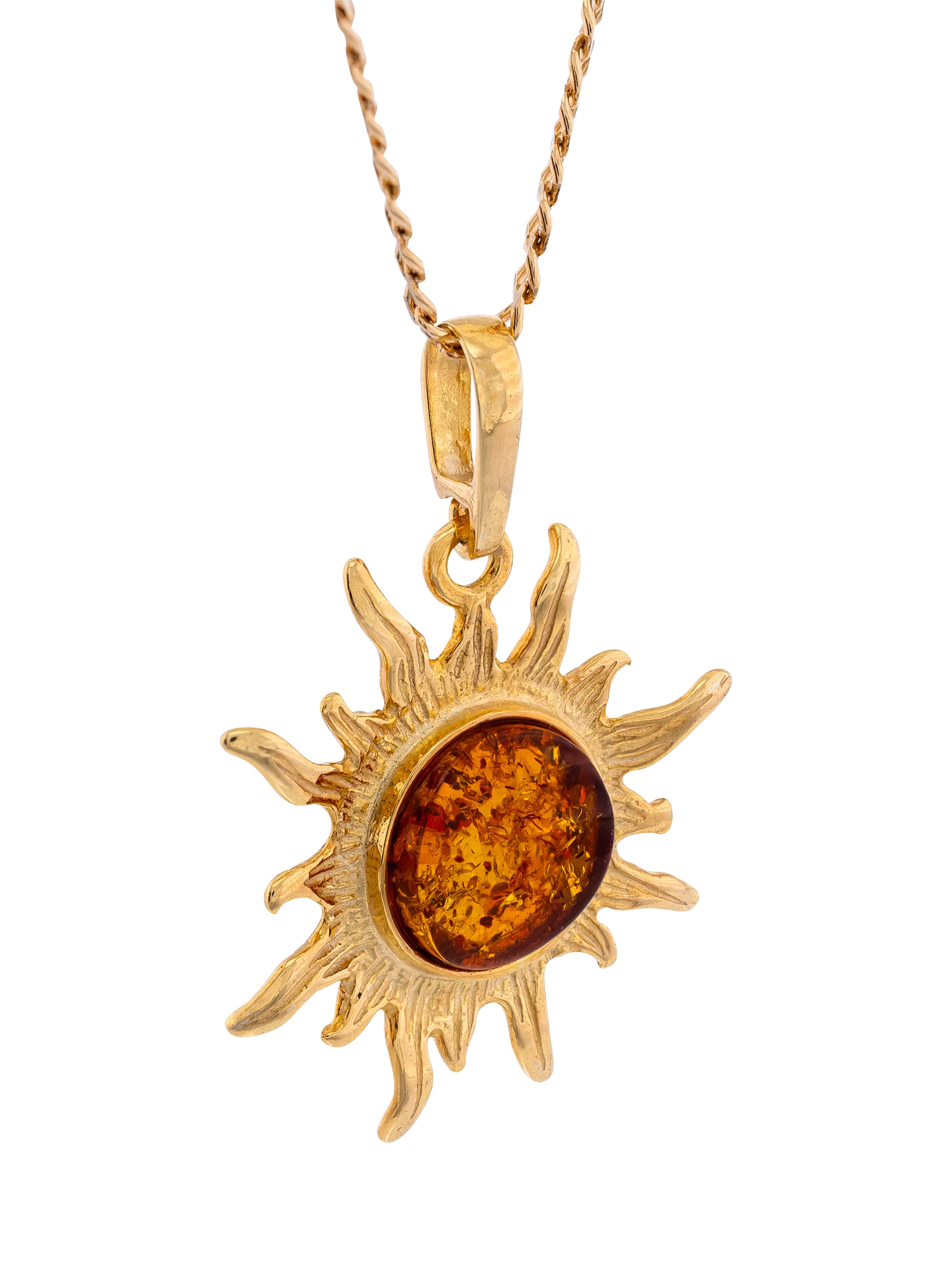 Be-Jewelled Bernstein-Sonnenstrahl-Anhänger-Halskette – britisches Produkt