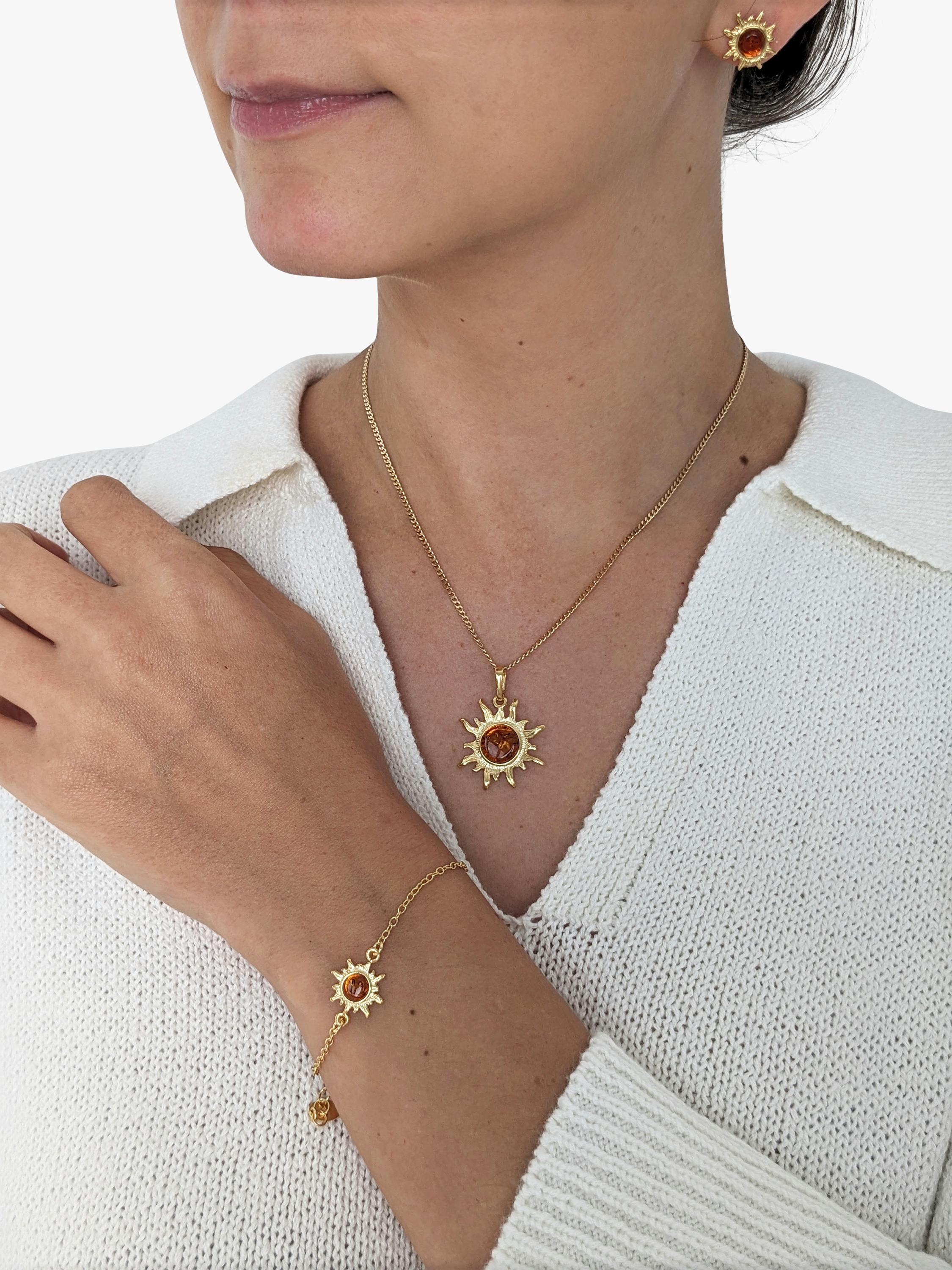 Be-Jewelled Bernstein-Sonnenstrahl-Anhänger-Halskette – britisches Produkt