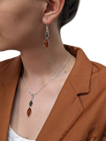 Be-Jewelled double marquise cut amber pendant necklace sterling silver (British brand)