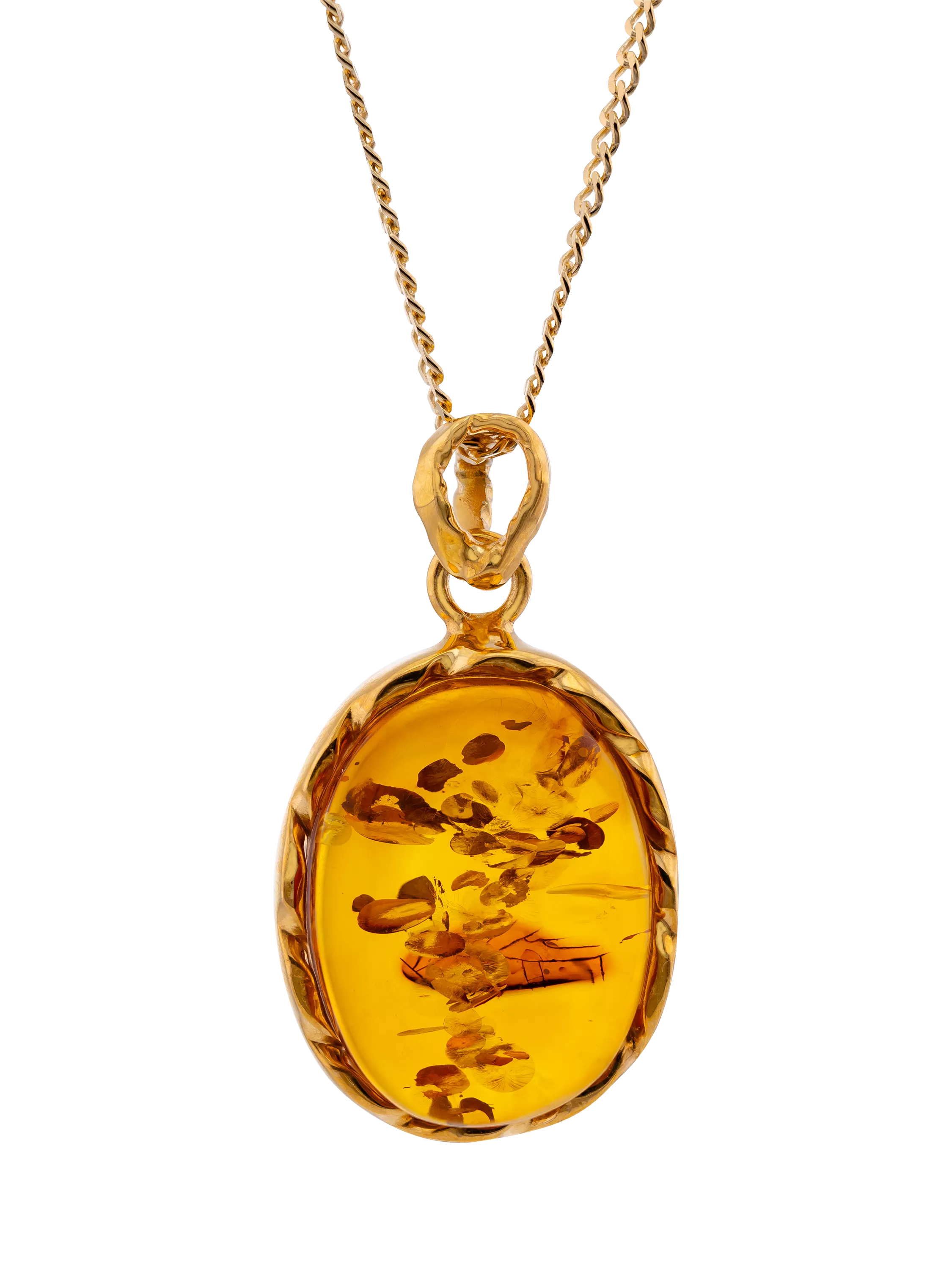 Be-Jewelled amber pendant necklace gold/cognac 46cm - British product