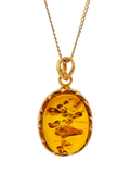 Be-Jewelled amber pendant necklace gold/cognac 46cm - British product