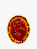 Be-Jewelled Baltic amber oval cabochon ring in Gold/Cognac, imported from the UK