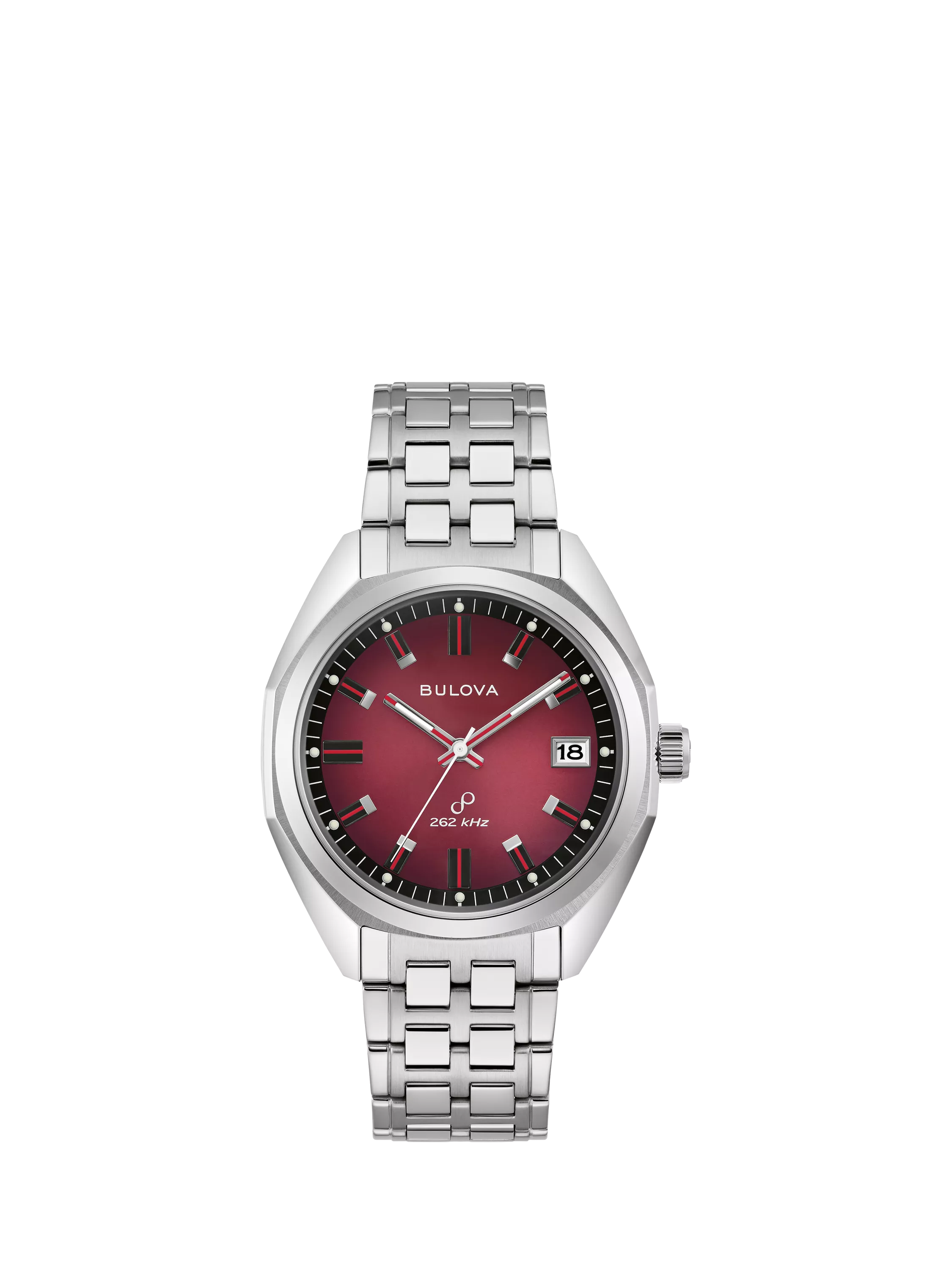 ساعة Bulova Classic Jet Star ميناء أحمر سوار معدني مستورد من المملكة المتحدة
