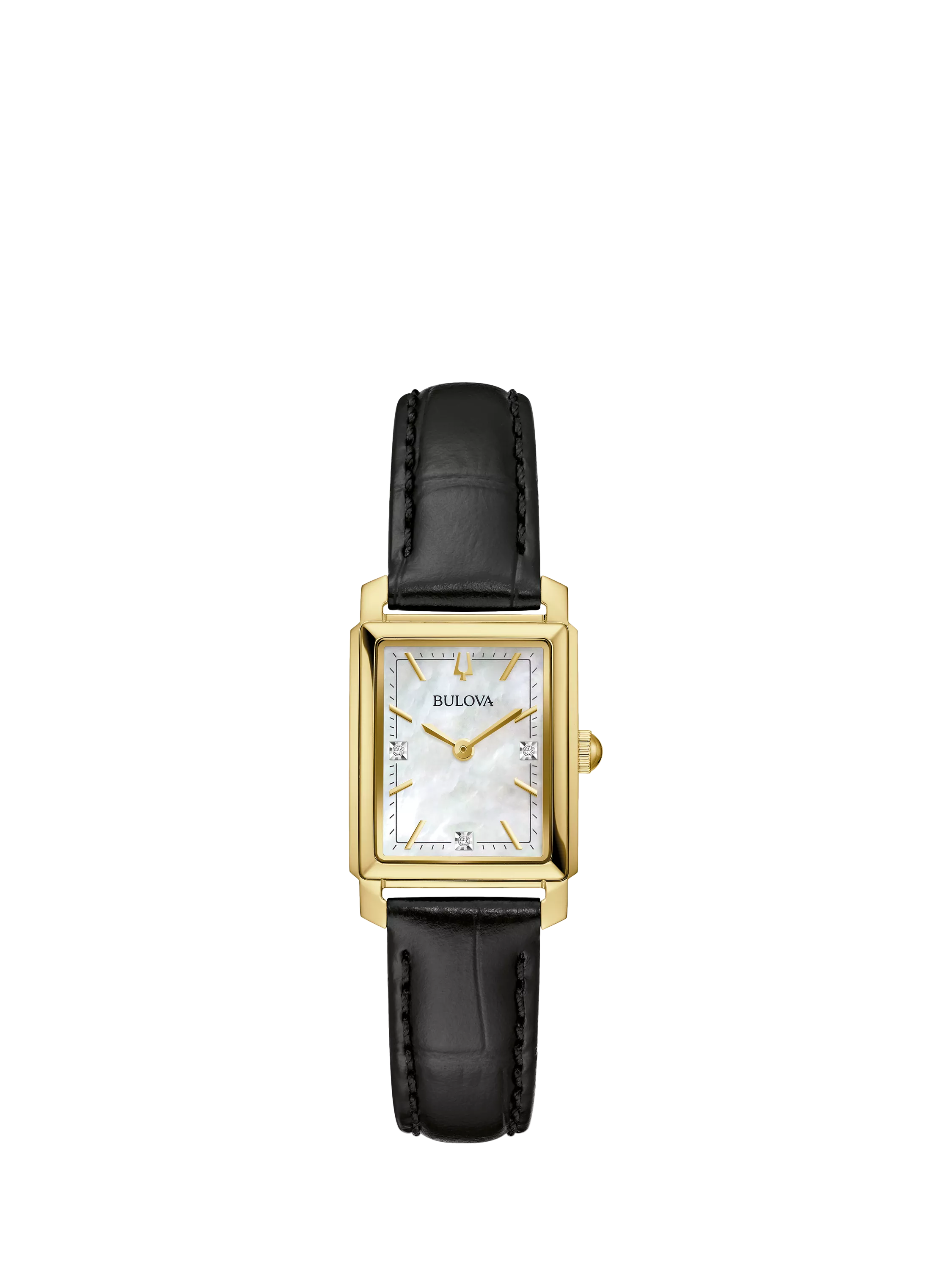 Bulova women's diamond leather strap watch, imported from the UK