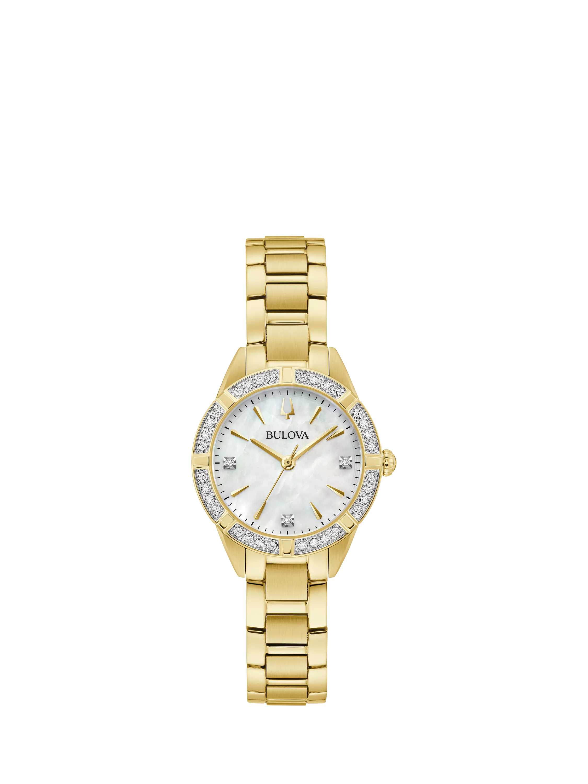 ساعة Bulova النسائية الكلاسيكية المرصعة بالألماس باللون الذهبي، مستوردة من المملكة المتحدة