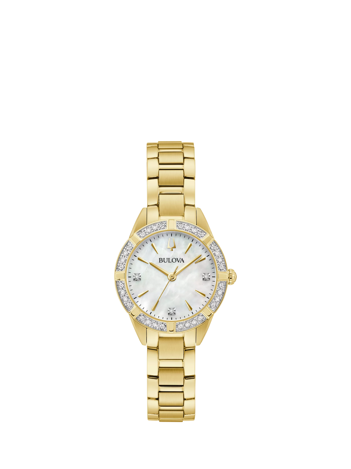 ساعة Bulova النسائية الكلاسيكية المرصعة بالألماس باللون الذهبي، مستوردة من المملكة المتحدة