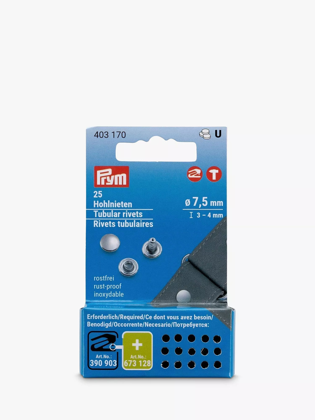 Prym Vario tubular rivets 3-4mm pack of 25 - British product