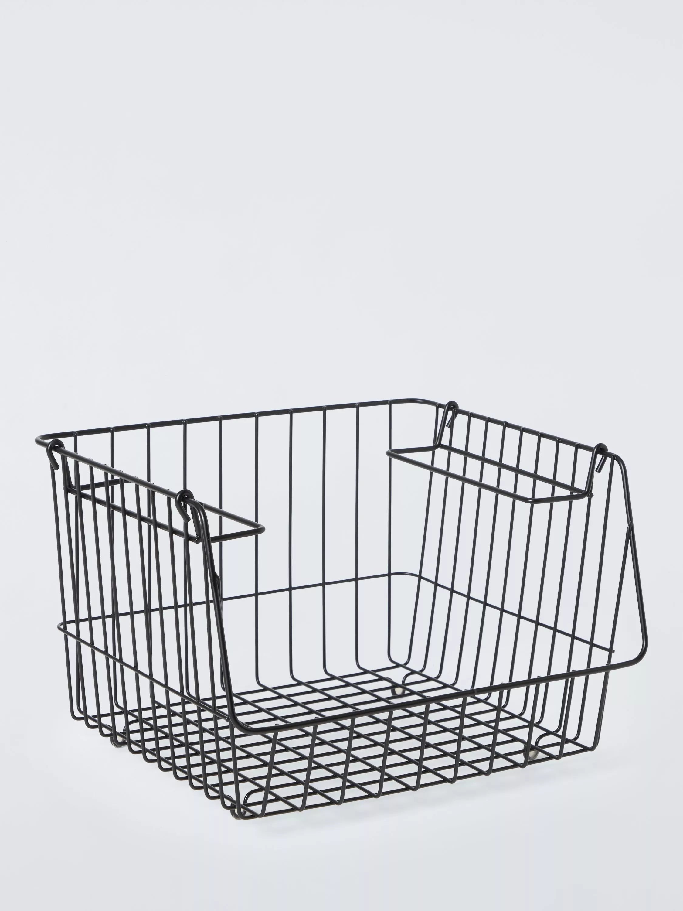 John Lewis Stackable Wire Storage Basket, Black, Medium