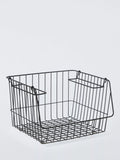 John Lewis Stackable Wire Storage Basket, Black, Medium