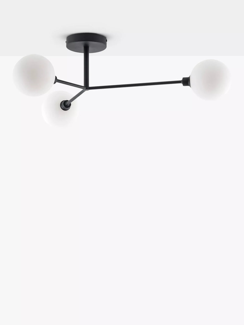 houseof 3 arm flush ceiling light with opal glass shades, UK version