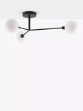 houseof 3 arm flush ceiling light with opal glass shades, UK version