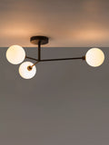 houseof 3 arm flush ceiling light with opal glass shades, UK version