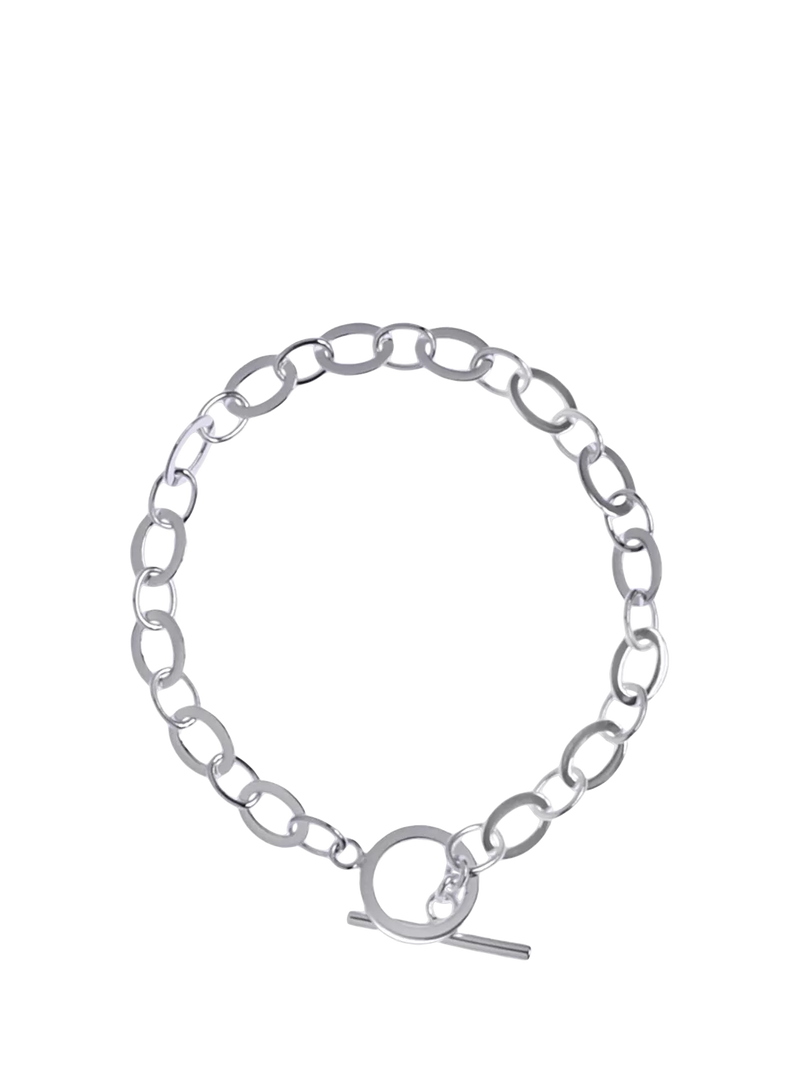 Nina B silver oval link T-bar bracelet (British brand)