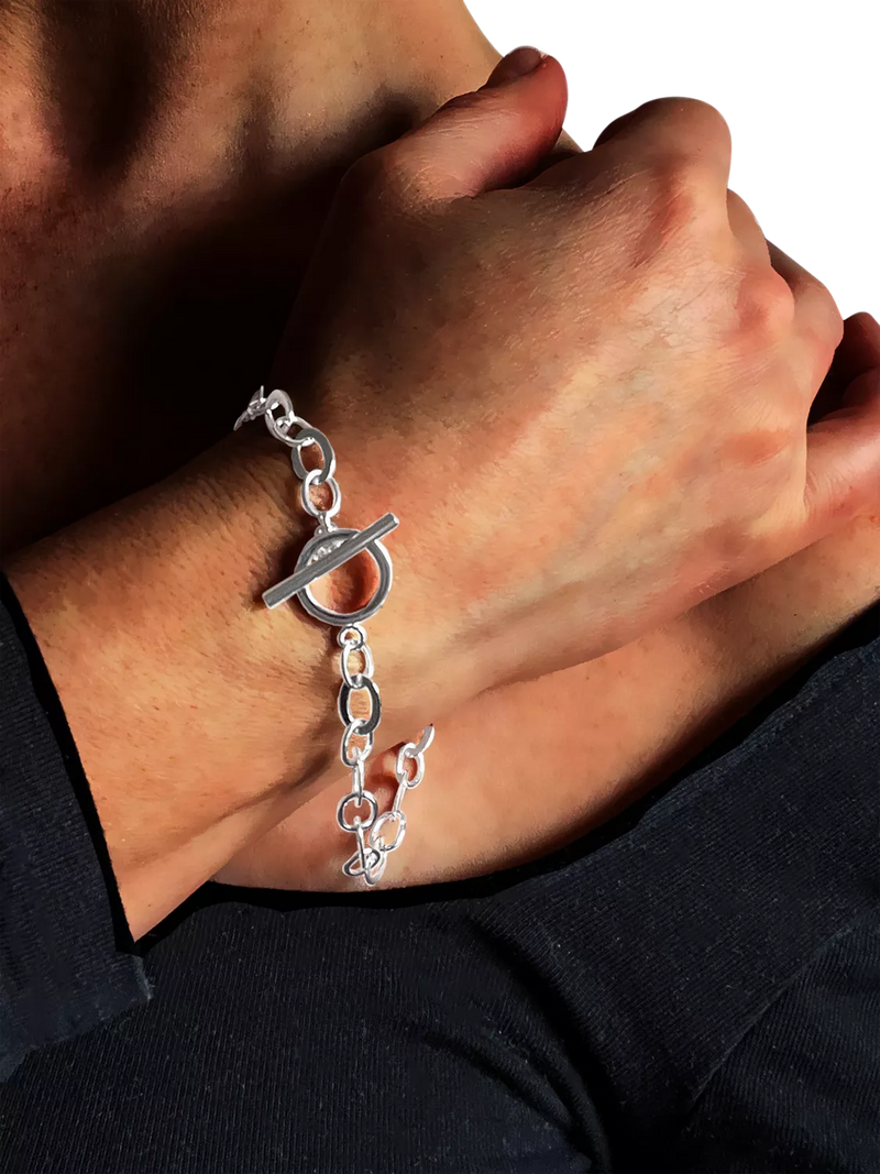 Nina B silver oval link T-bar bracelet (British brand)