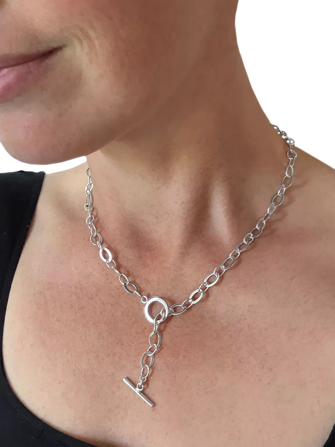 Nina B silver T-bar link necklace 50cm, imported from the UK