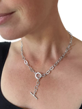 Nina B silver T-bar link necklace 50cm, imported from the UK