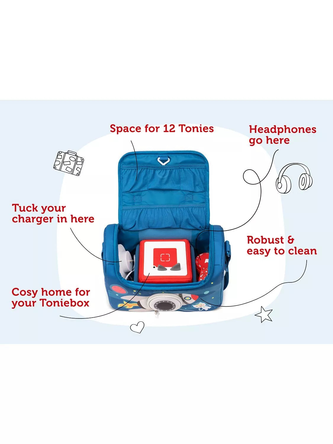 tonies Listen & Play Space Bag blue, UK version
