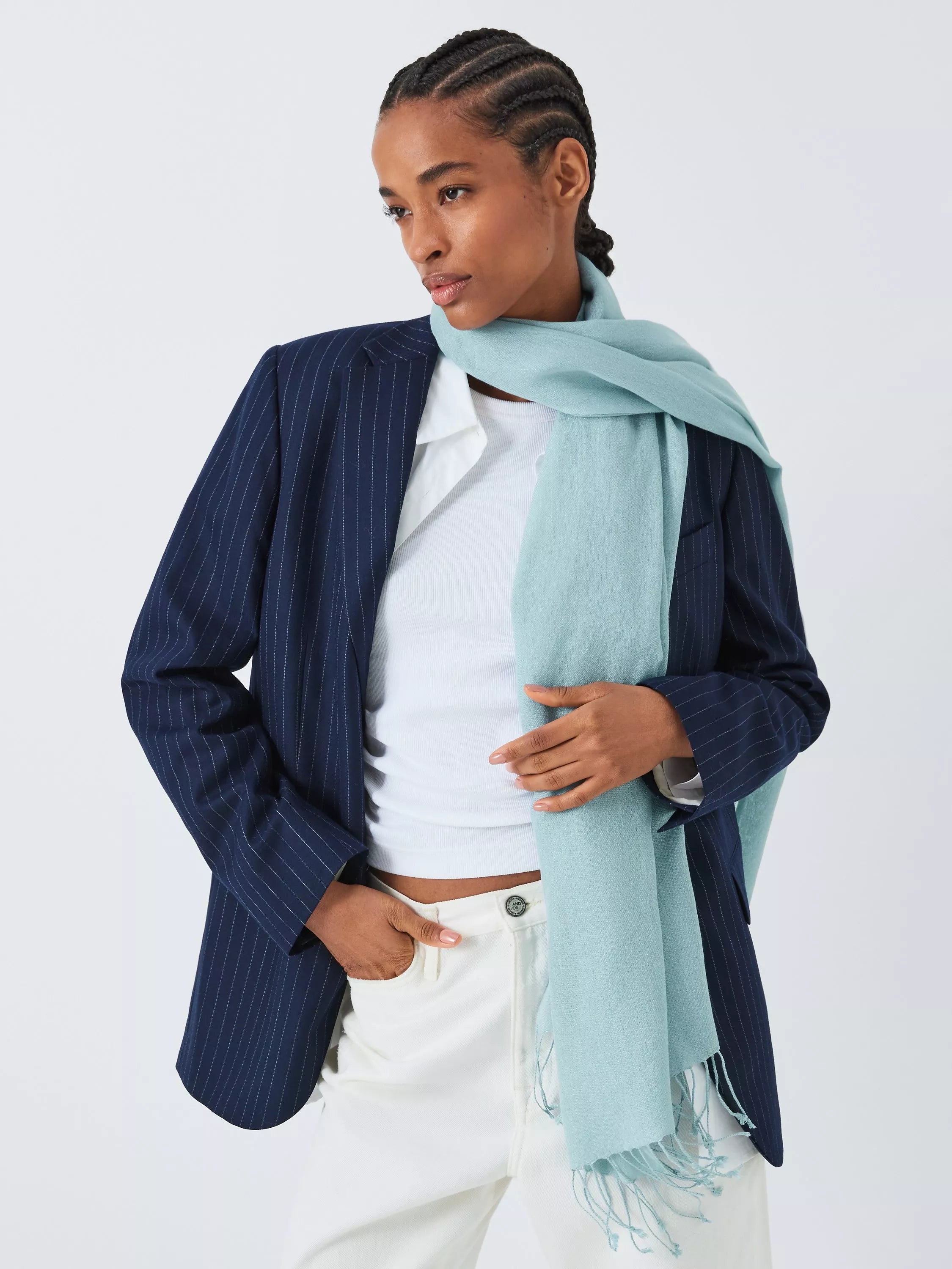 John Lewis Wool Blend Fringe Scarf 70 x 180cm