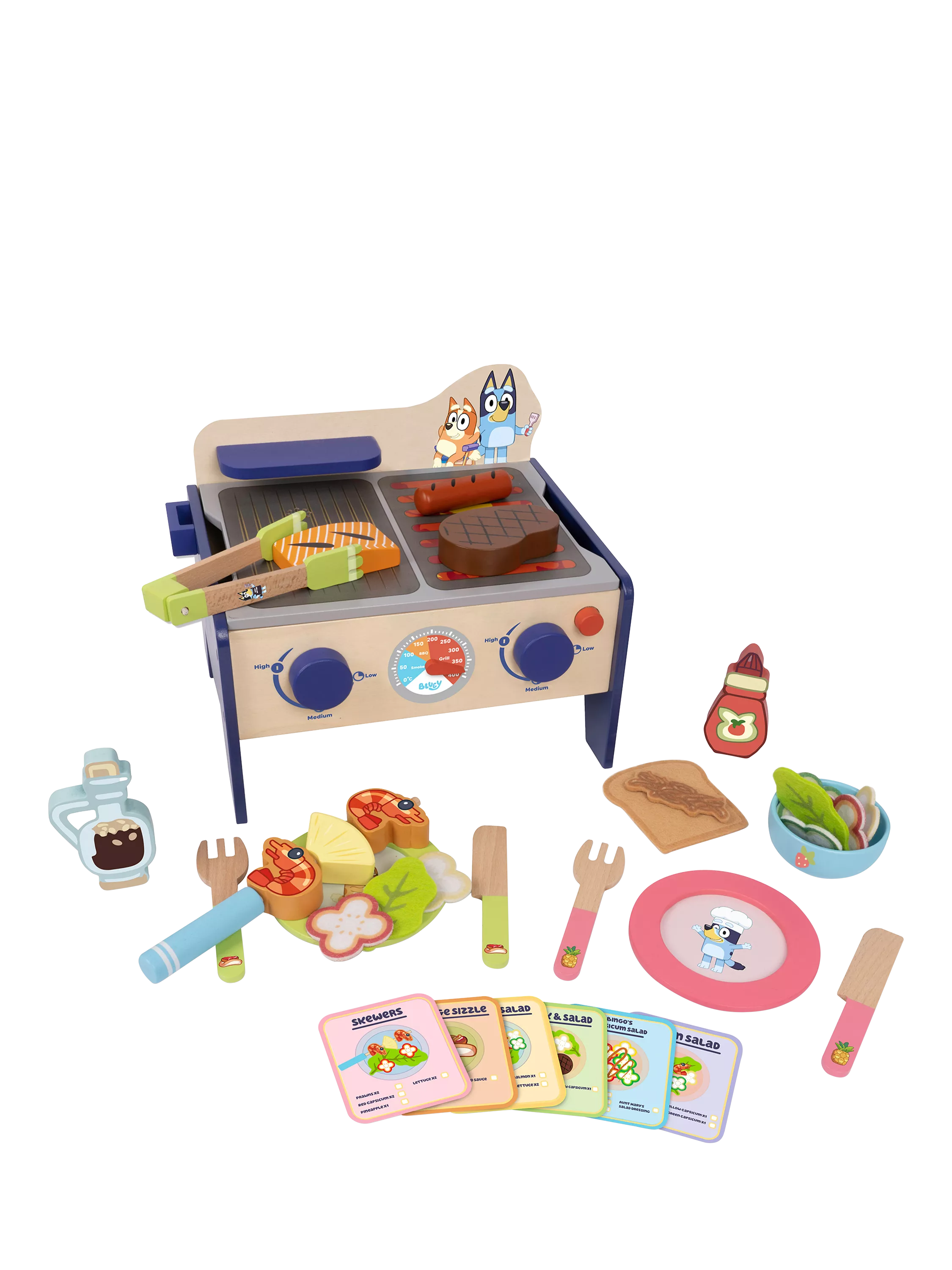 Bluey BBQ and salad playset 33 pieces, UK version