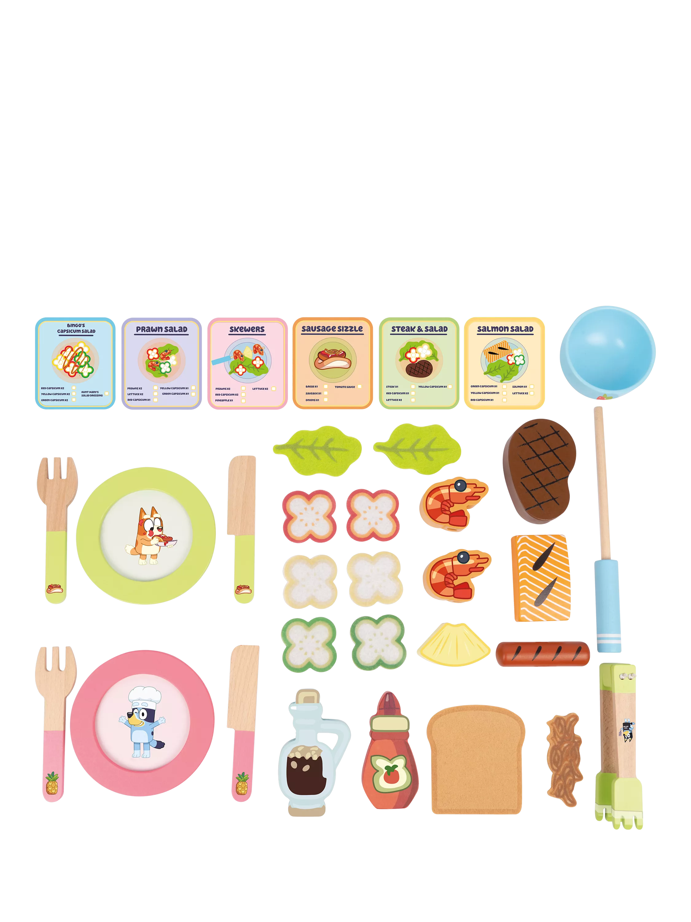 Bluey BBQ and salad playset 33 pieces, UK version