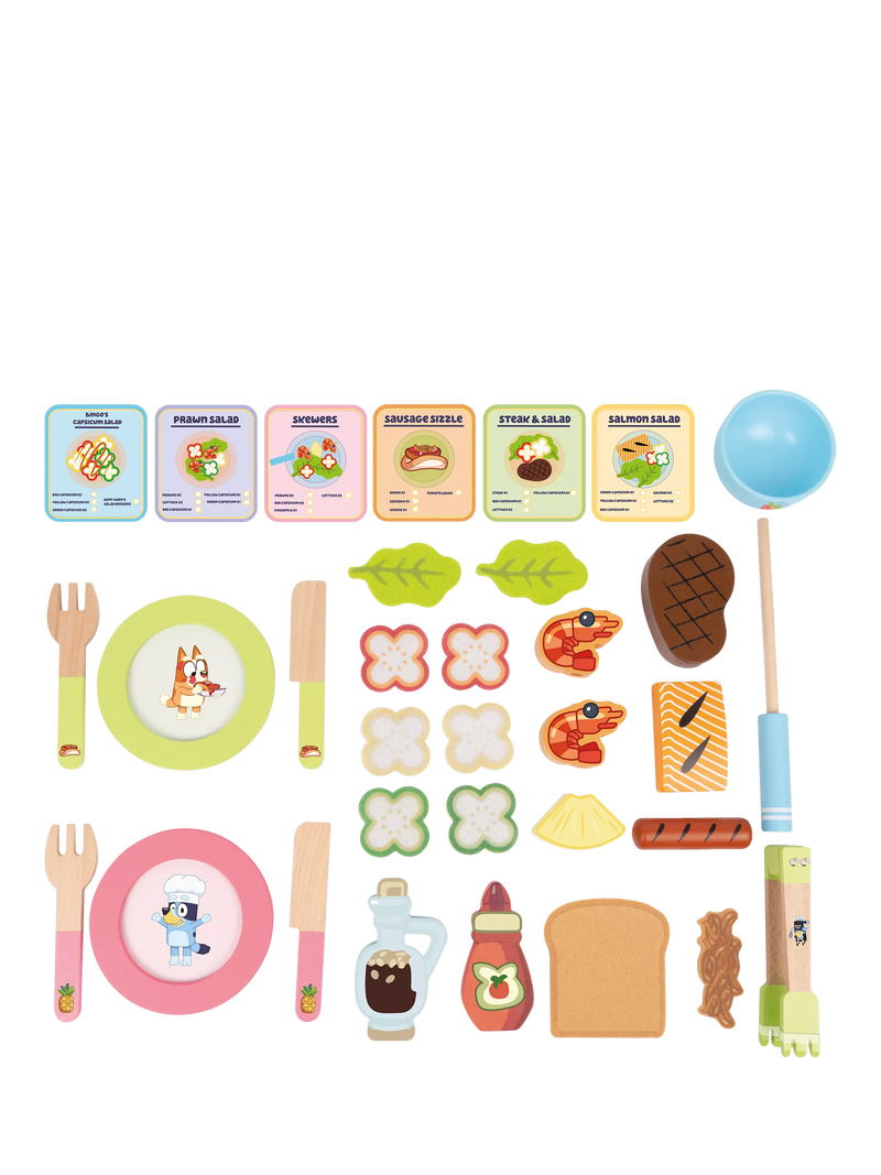 Bluey BBQ and salad playset 33 pieces, UK version