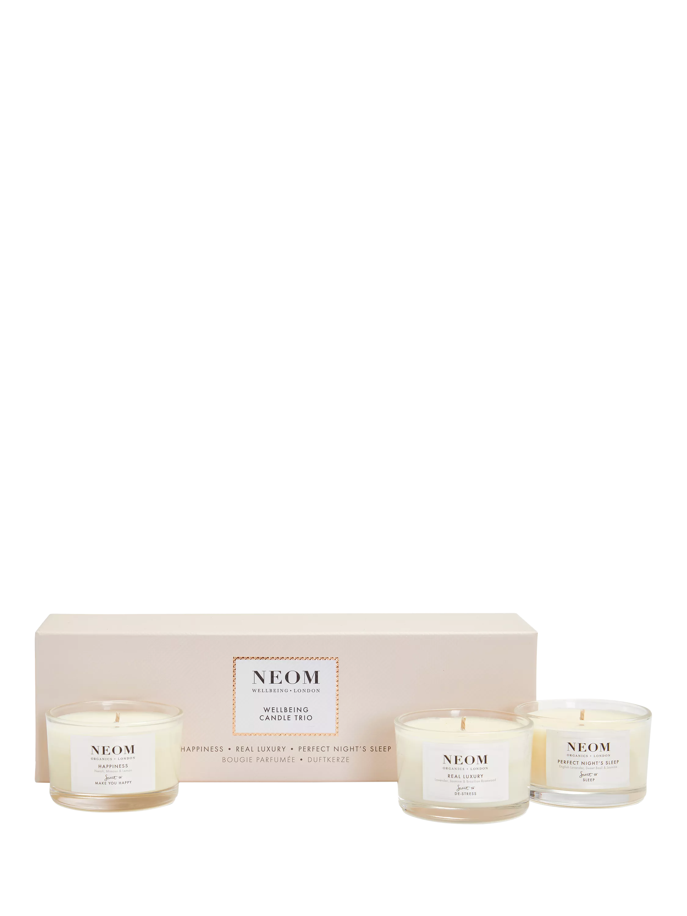 NEOM travel scented candle gift set with three natural fragrances, imported from the UK