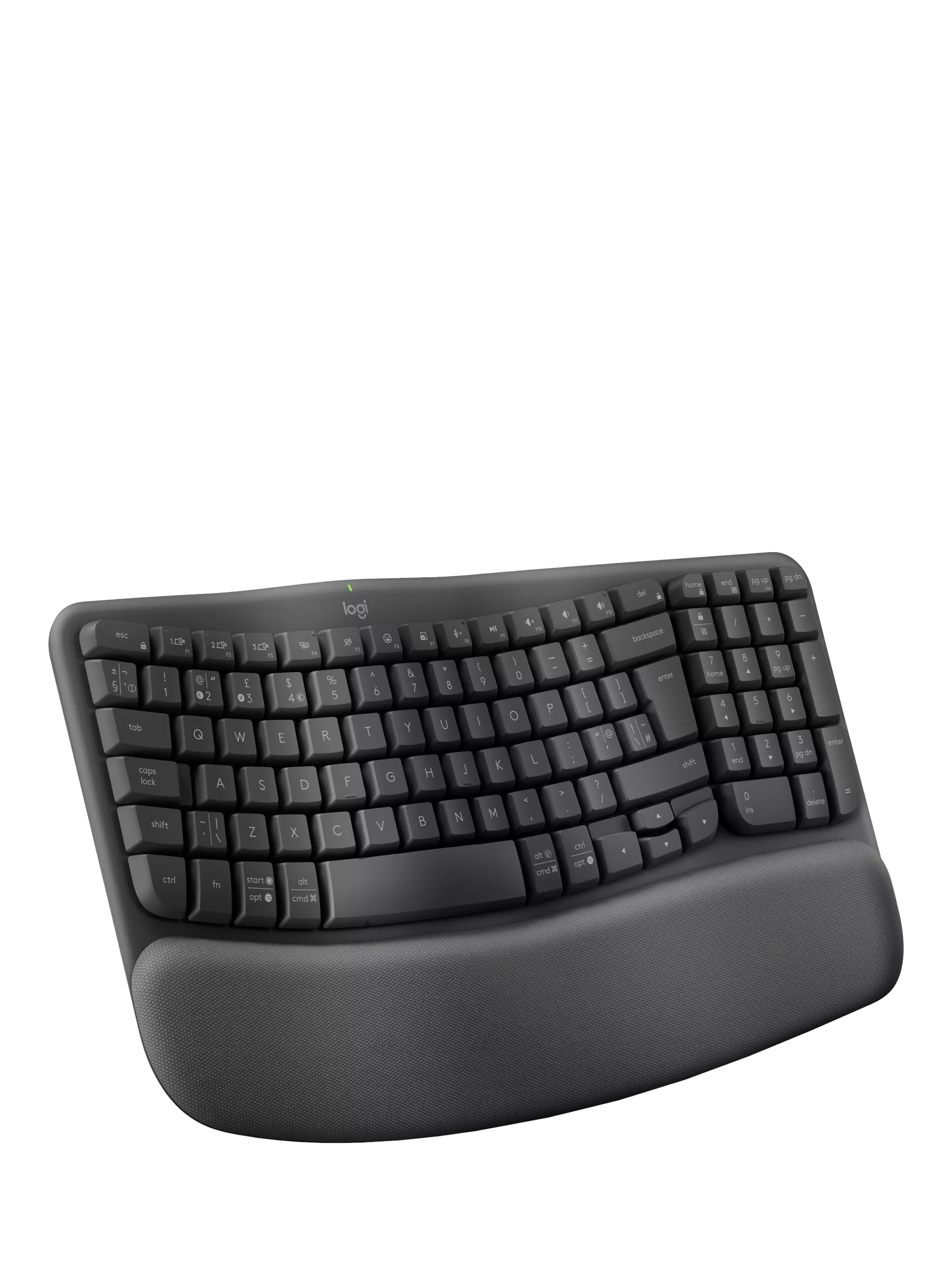 Logitech Wave Keys wireless ergonomic keyboard Graphite, UK version
