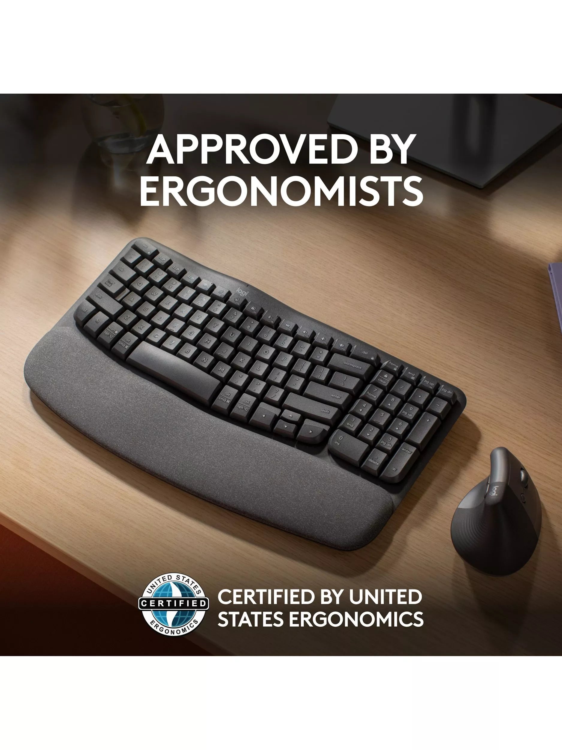 Logitech Wave Keys wireless ergonomic keyboard Graphite, UK version