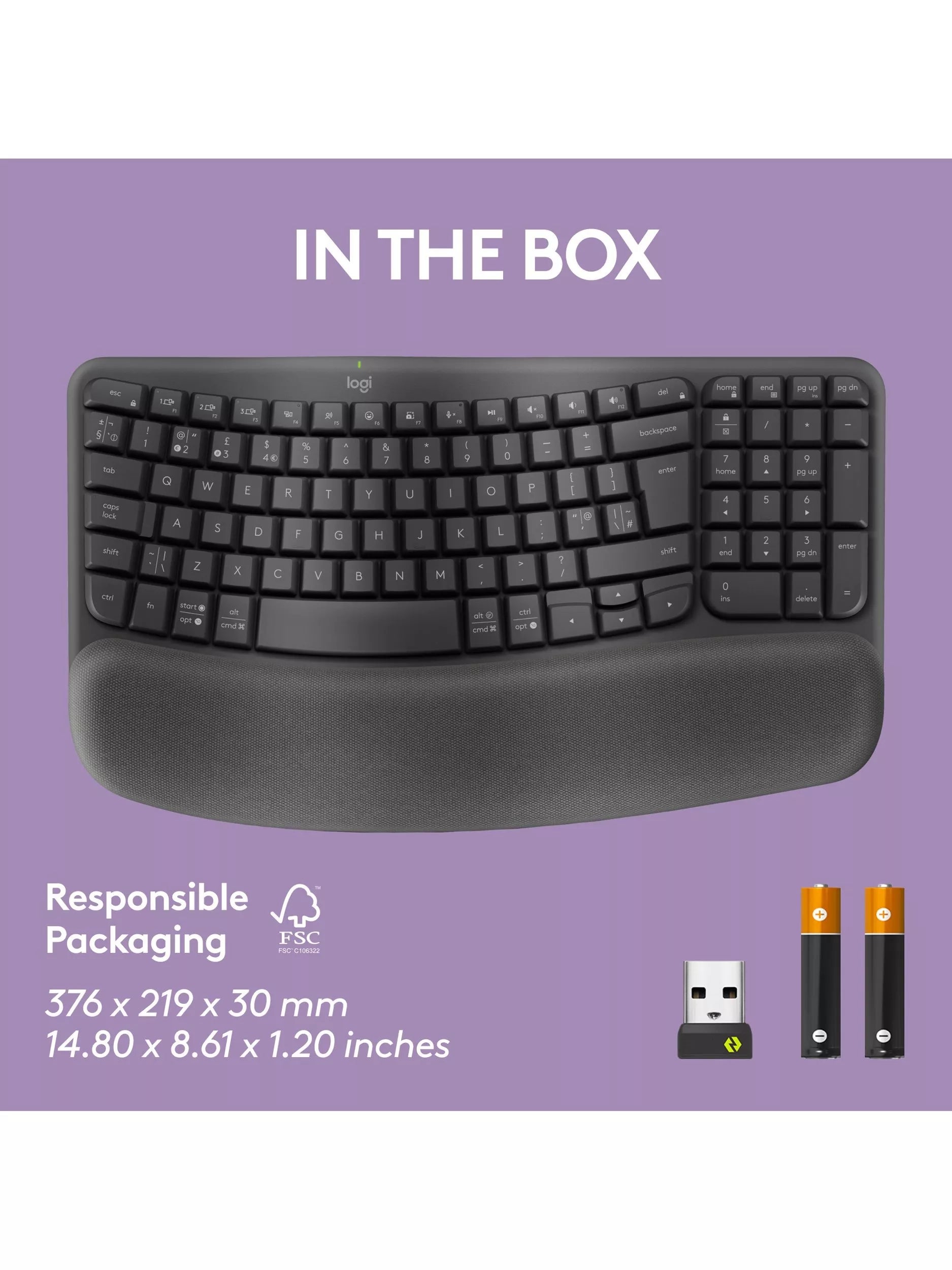 Logitech Wave Keys wireless ergonomic keyboard Graphite, UK version