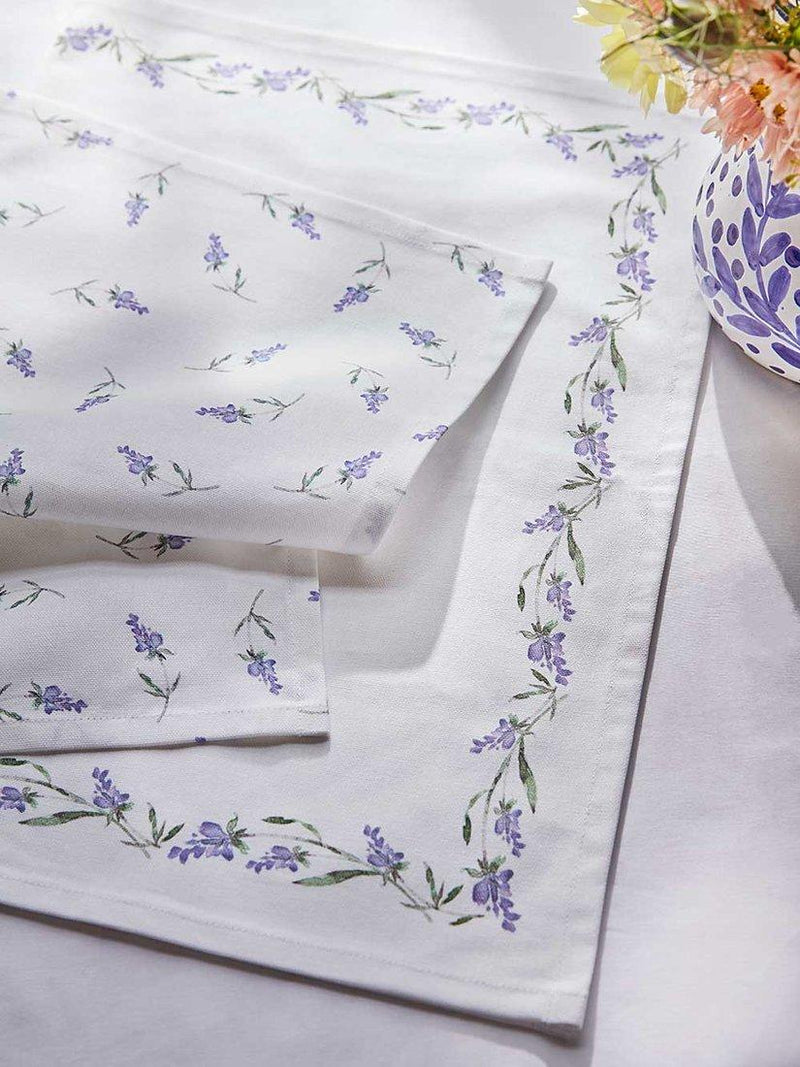 Sophie Conran cotton tea towel set with lavender print - British product