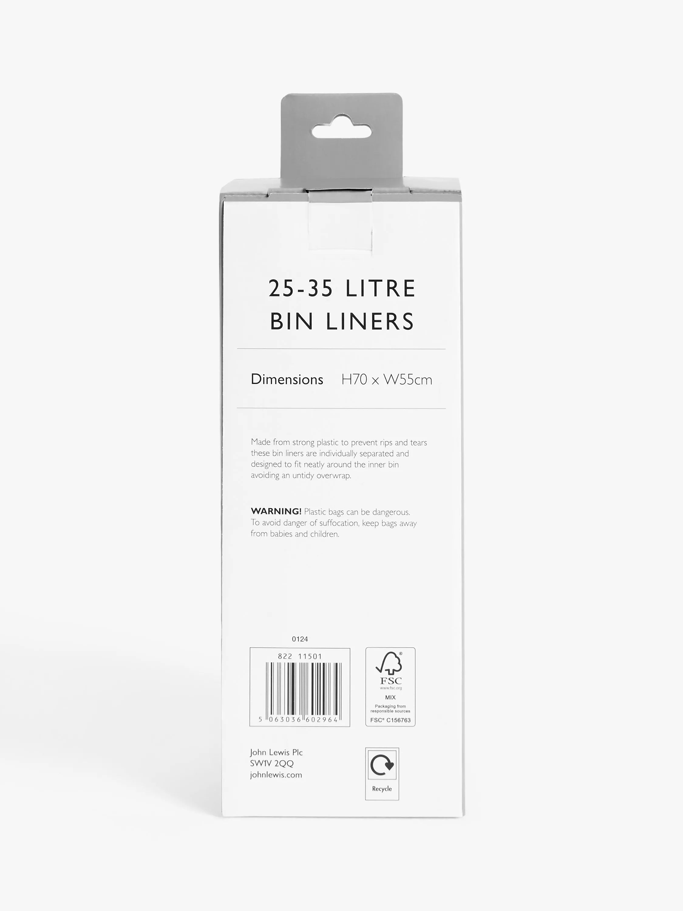 John Lewis bin bags 25-35L pack of 20, imported from the UK