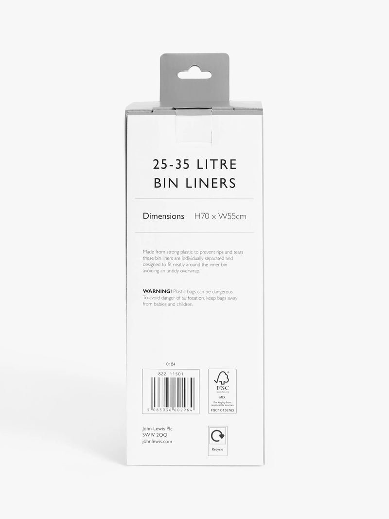 John Lewis bin bags 25-35L pack of 20, imported from the UK
