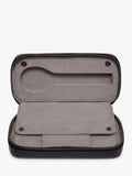 TUMI leather travel watch case black embossed, UK version