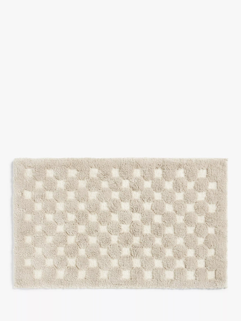 John Lewis Textured Checkerboard Bath Mat, Putty