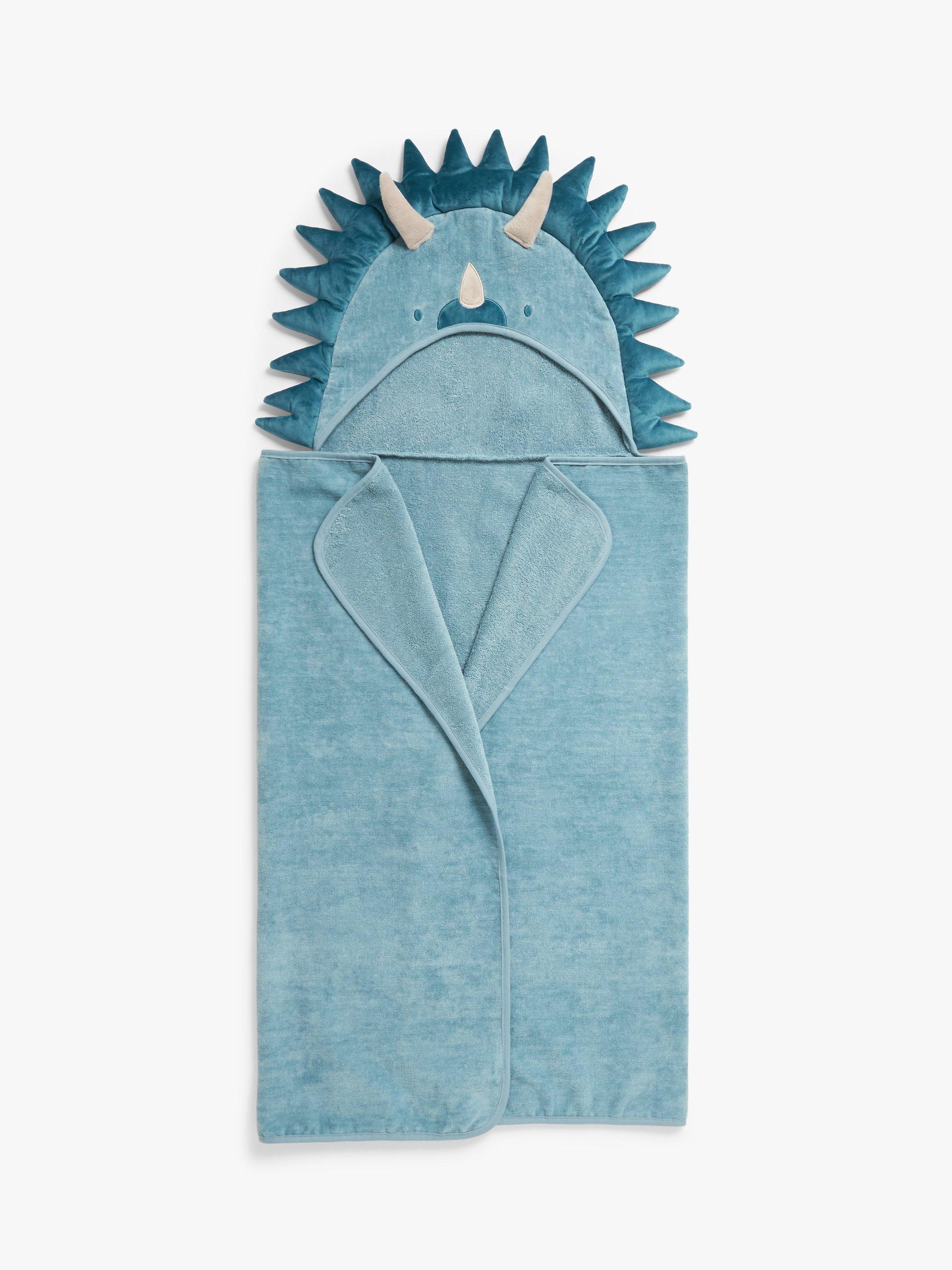 John Lewis kids dino hooded towel blue multi, UK version