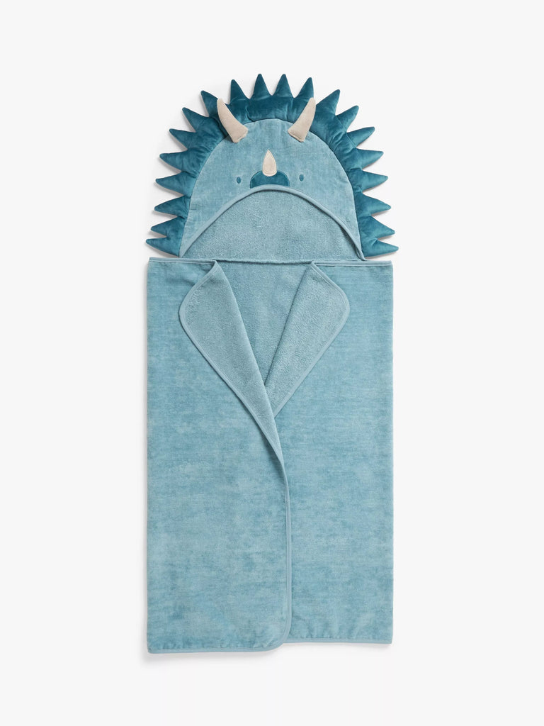 John Lewis Kids' Dino Hooded Towel, Blue/Multi