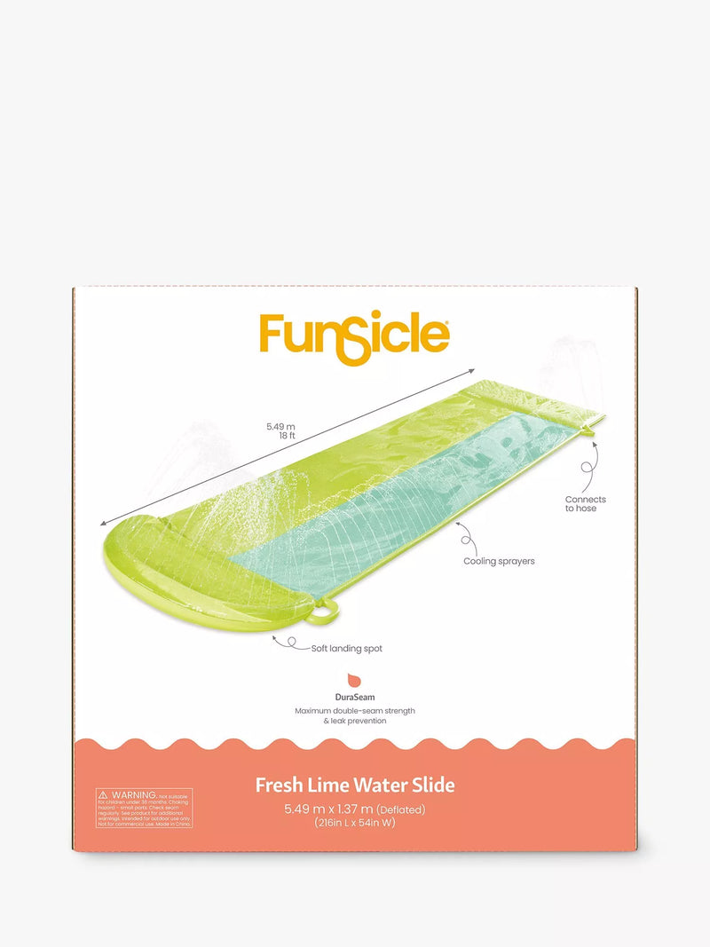 Funsicle 18ft water slide fresh lime 2-lane outdoor toy - British product