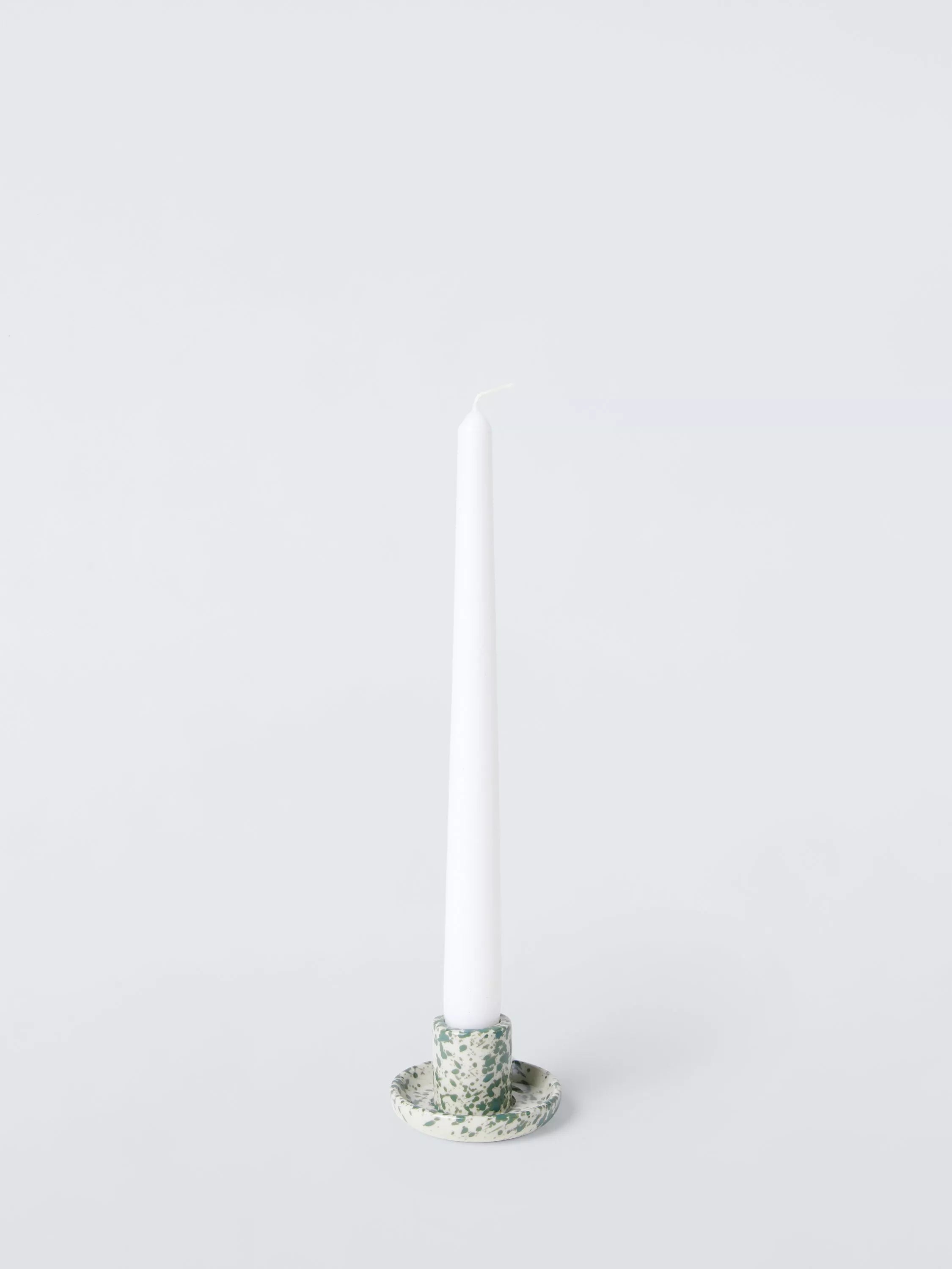 John Lewis speckle candle holder green stoneware, UK version