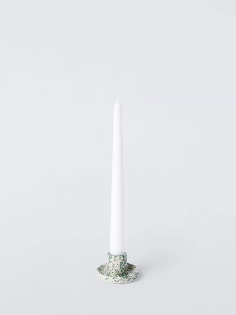 John Lewis speckle candle holder green stoneware, UK version