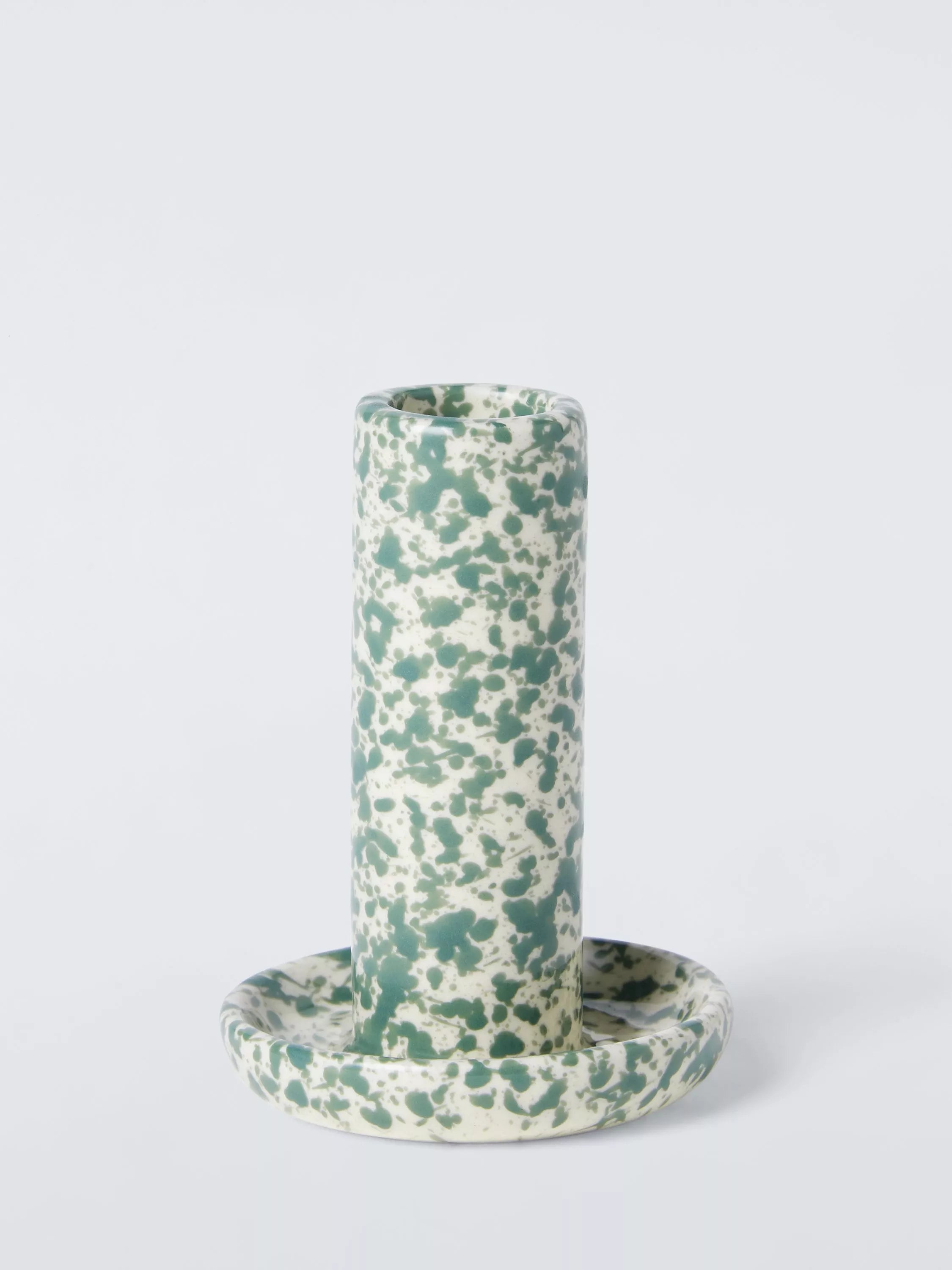 John Lewis speckle green candlestick holder 9.4cm (British brand)