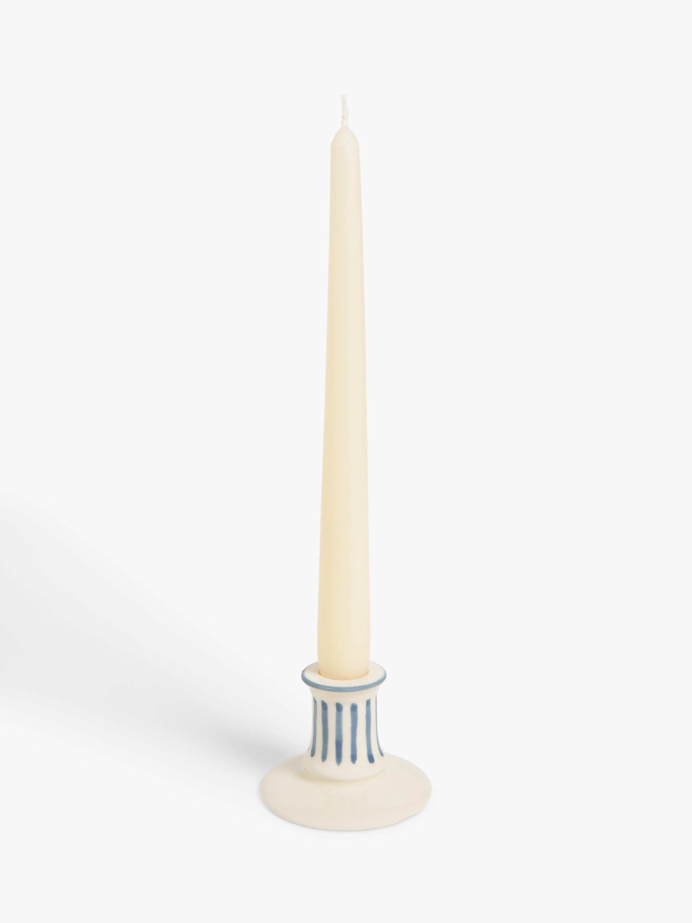 John Lewis blue stoneware candlestick holder 5.7cm, imported from the UK