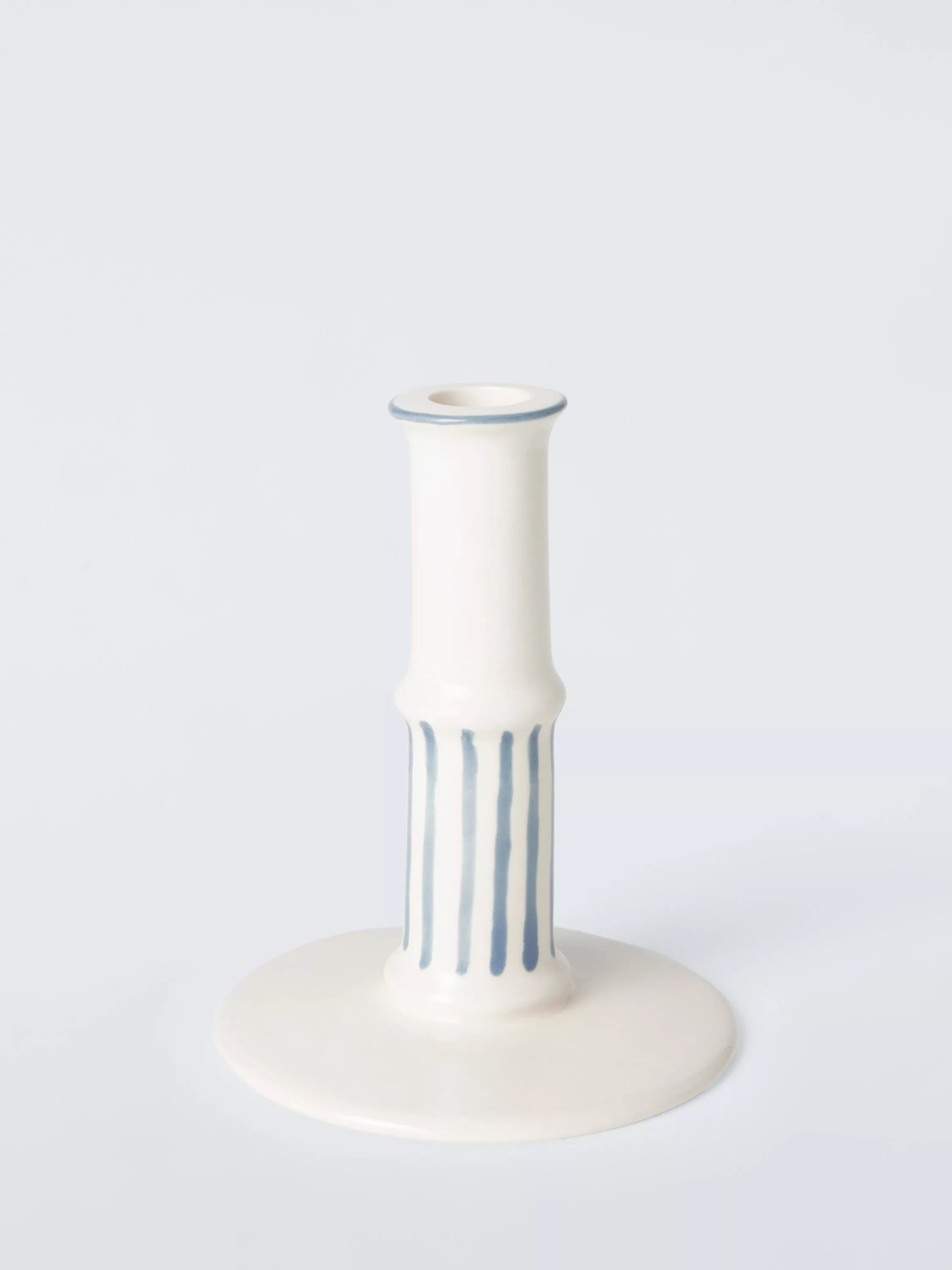 John Lewis stripe stoneware dinner candle holder blue, imported from the UK