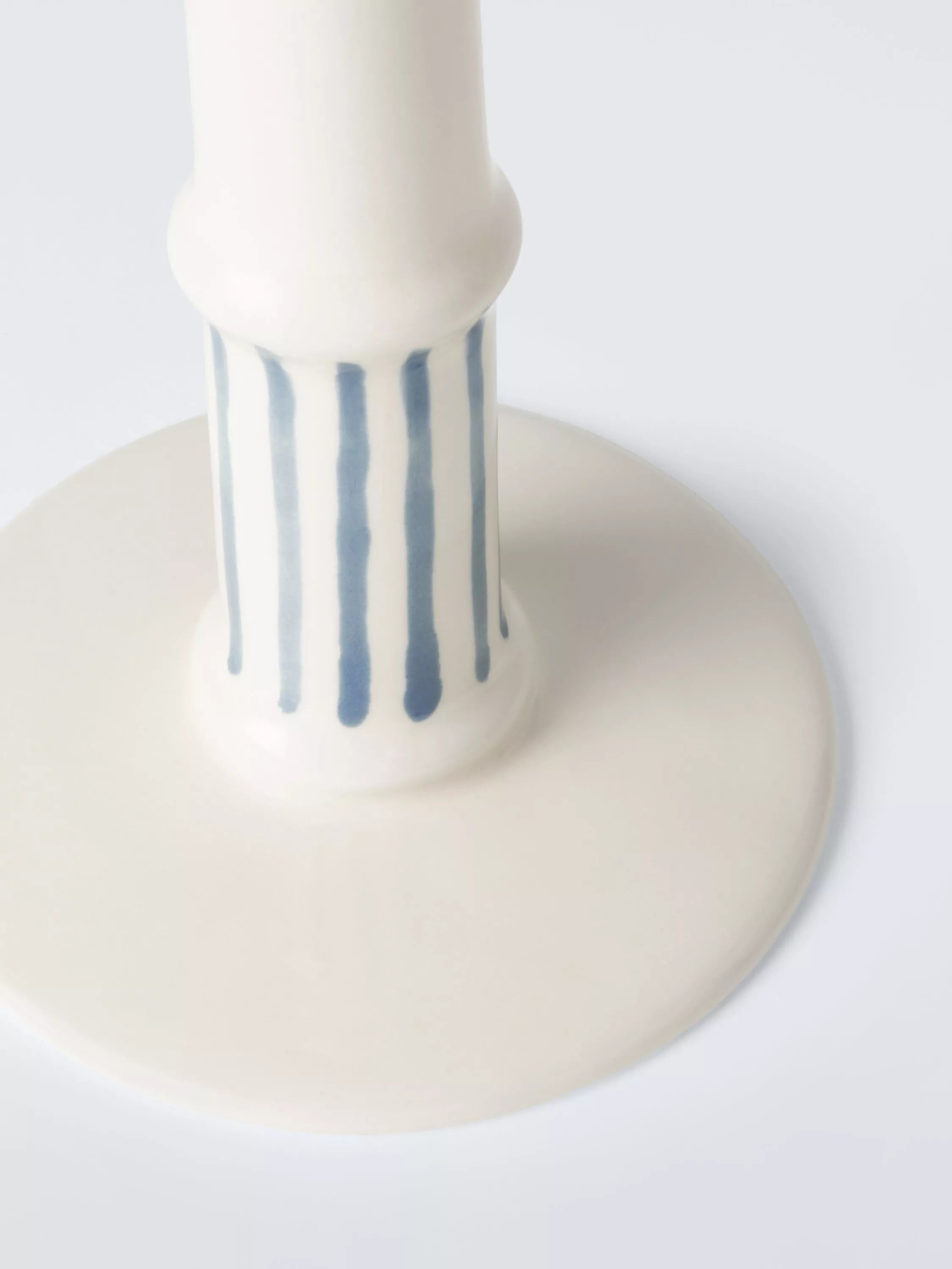 John Lewis stripe stoneware dinner candle holder blue, imported from the UK