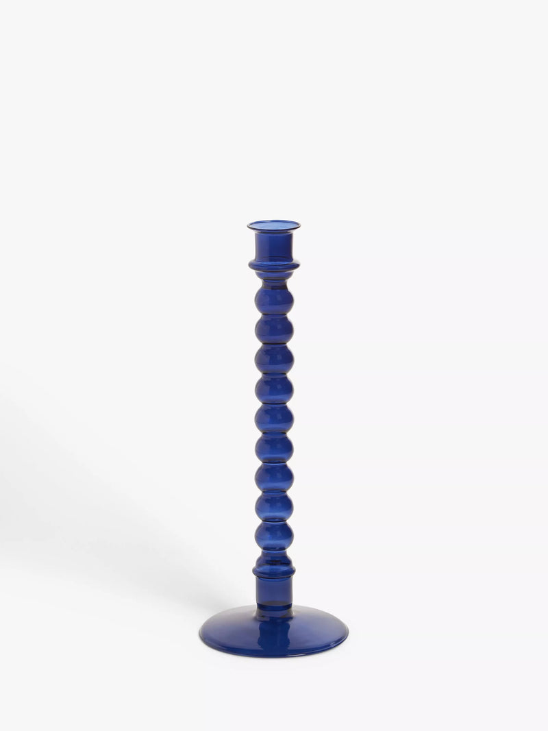John Lewis glass bobbin candlestick holder, UK version
