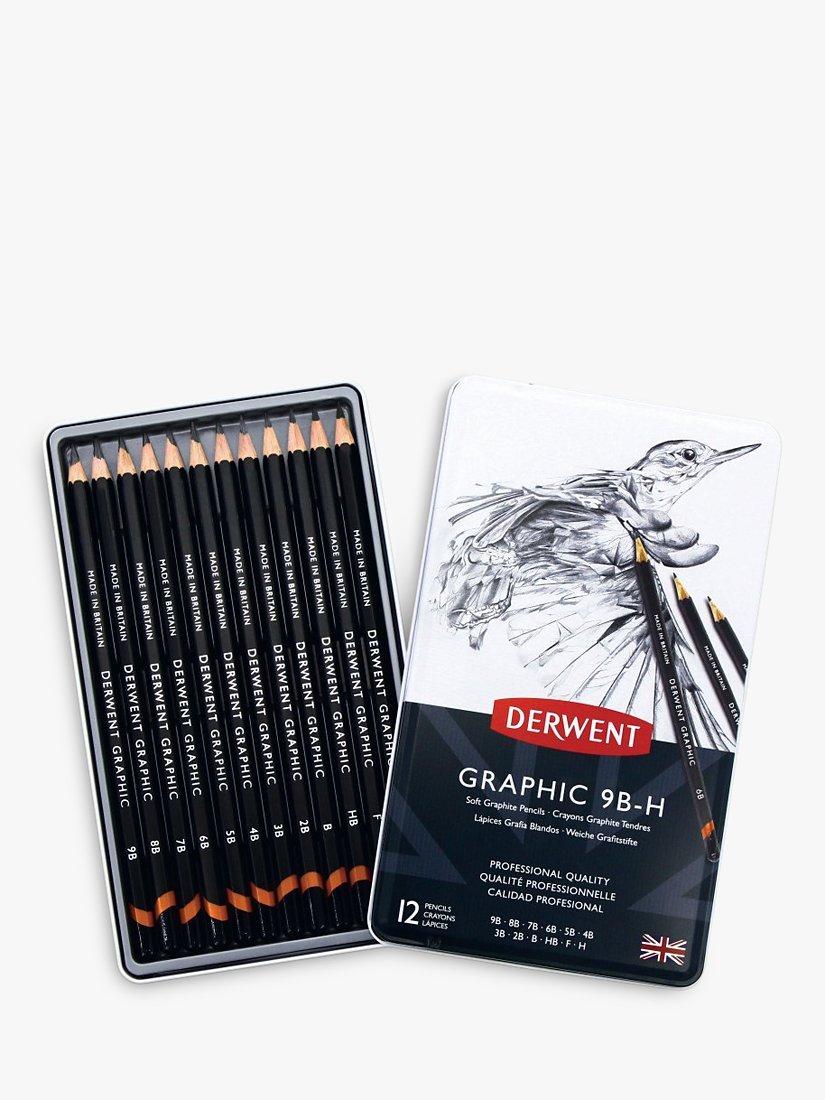 Derwent graphic pencils set of 12 in tin (British brand)