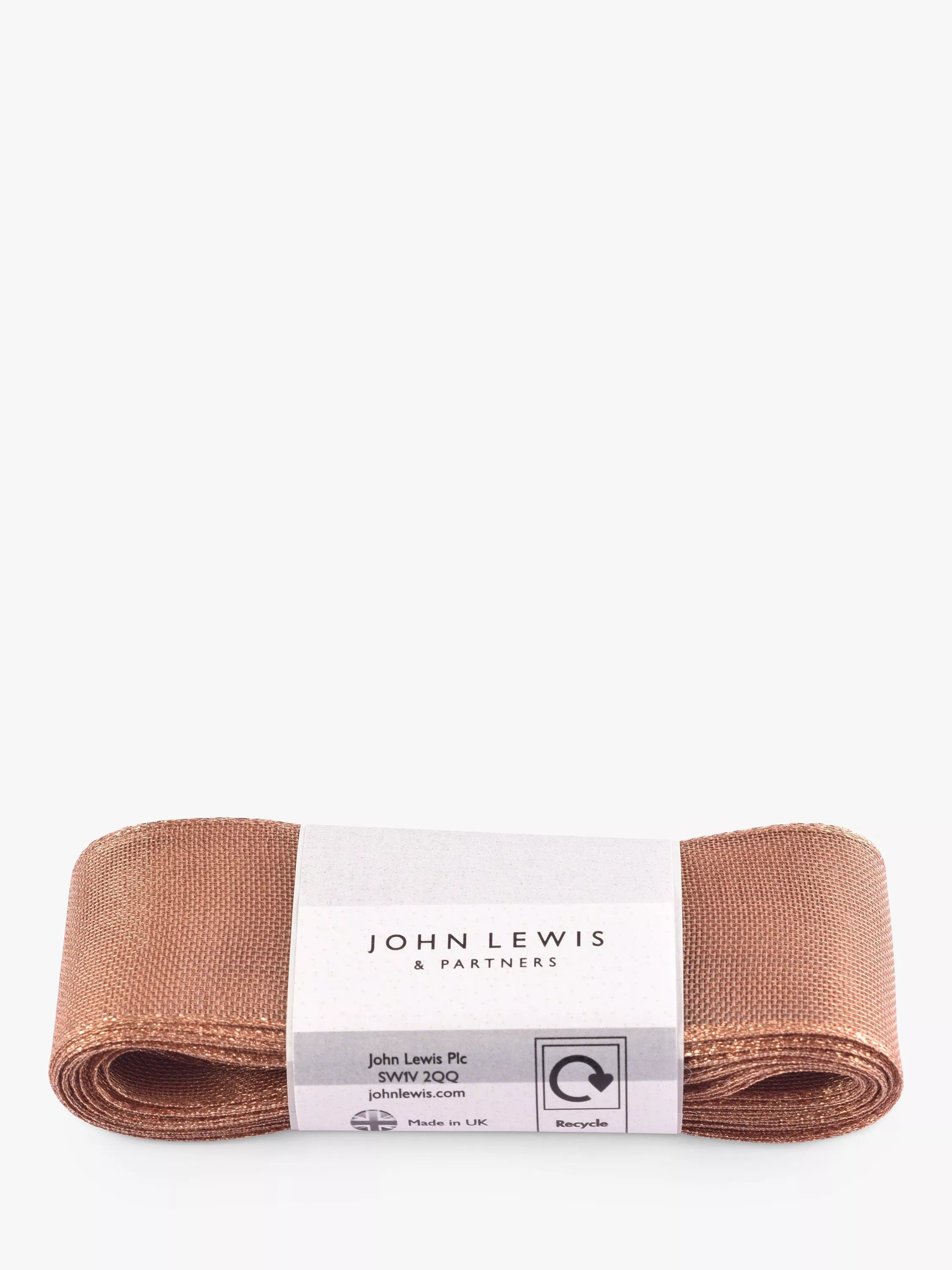 John Lewis woven mesh ribbon rose gold 5m x 35mm, imported from the UK