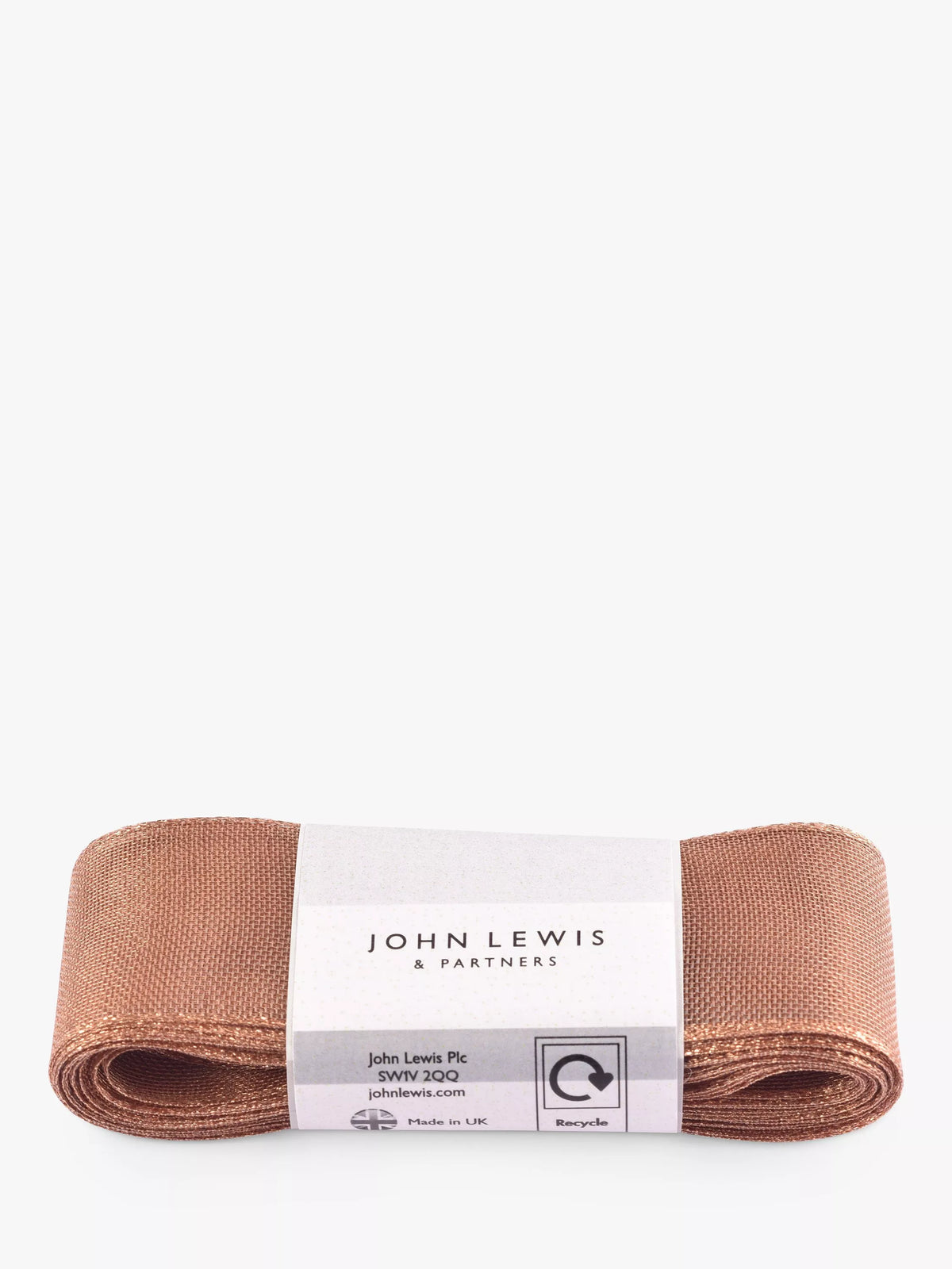 John Lewis woven mesh ribbon rose gold 5m x 35mm, imported from the UK